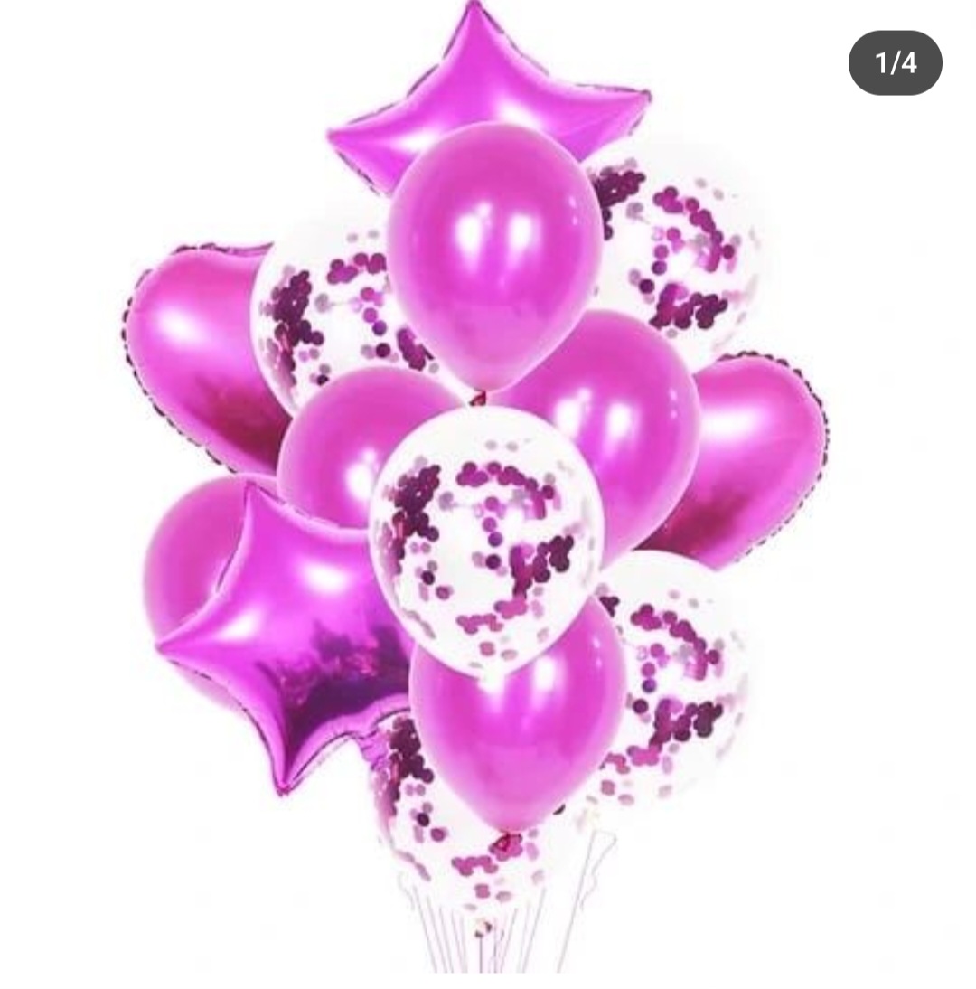 Mix Balloon BY 8 ( rosegold ,pink,blue,blackandgold ) By 9 (rosegold,blackandwhite,Fushia pink ,red,babypink,blue ) N1500 per pack